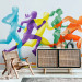 Photo Wallpaper Running Competitions - Colorful Silhouettes of People Training to Run 151263