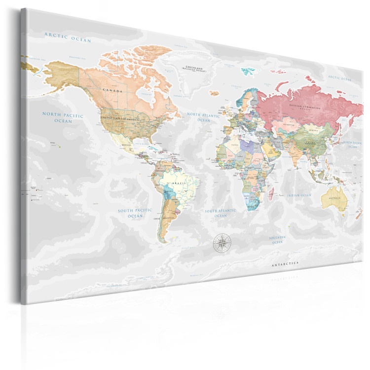 Canvas Print World Map: Expedition of Dreams - Colorful Continents on Political Map 97363 additionalImage 2
