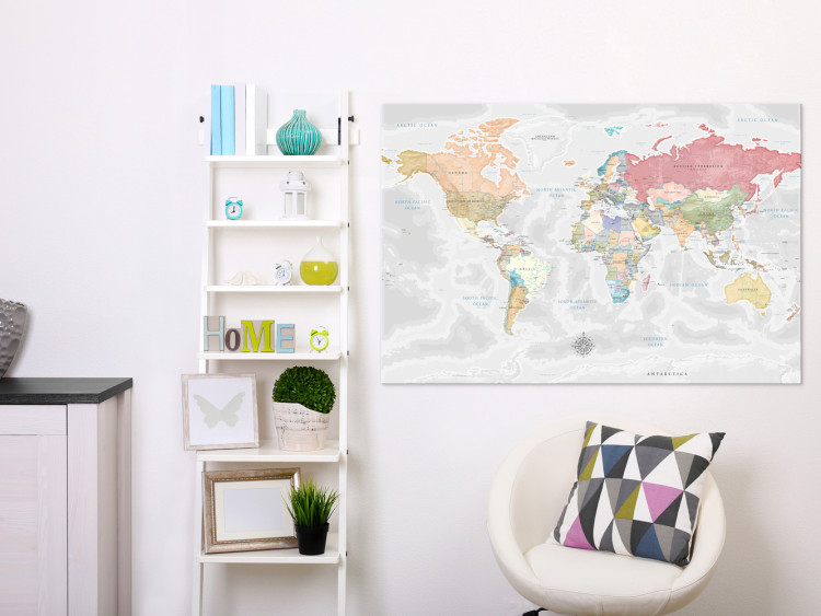 Canvas Print World Map: Expedition of Dreams - Colorful Continents on Political Map 97363 additionalImage 3
