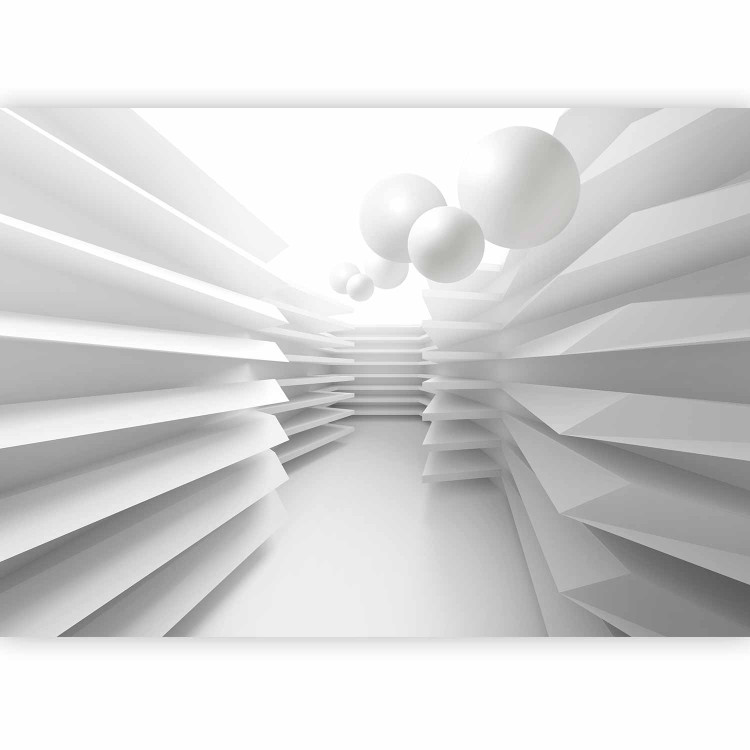 Photo Wallpaper Modern abstraction - white corridor with space effect and spheres 98063 additionalImage 5