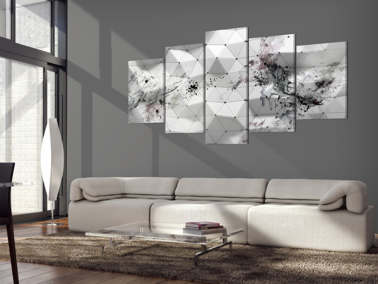 Canvas Blots and Triangles - Abstract Gray Texture in Industrial Style 98163 additionalImage 3