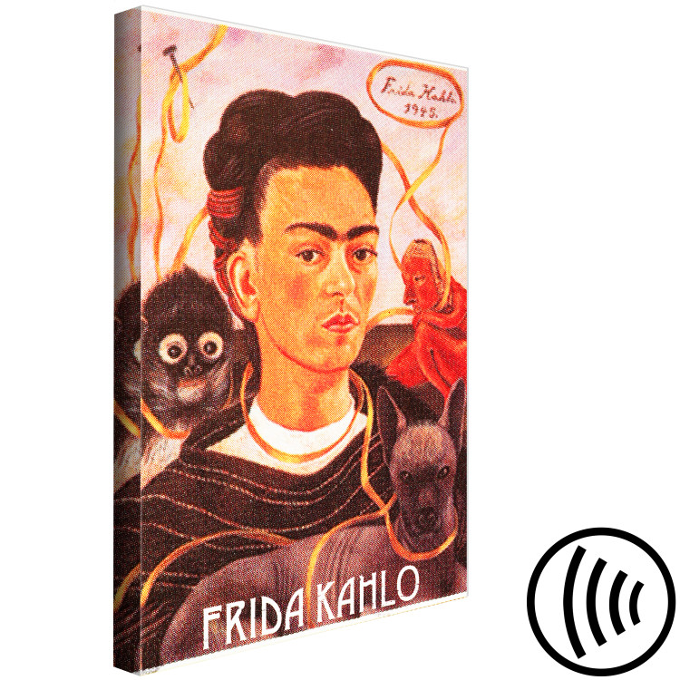 Canvas Print Portrait of Frida Kahlo - the artist's face surrounded by animals 114273 additionalImage 6