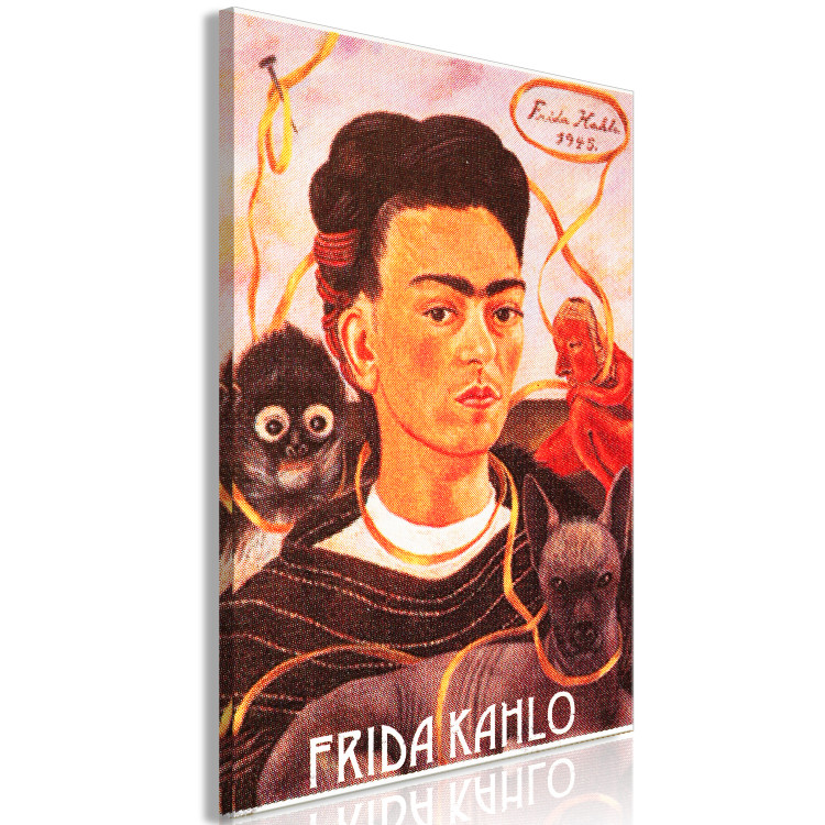 Canvas Print Portrait of Frida Kahlo - the artist's face surrounded by animals 114273 additionalImage 2