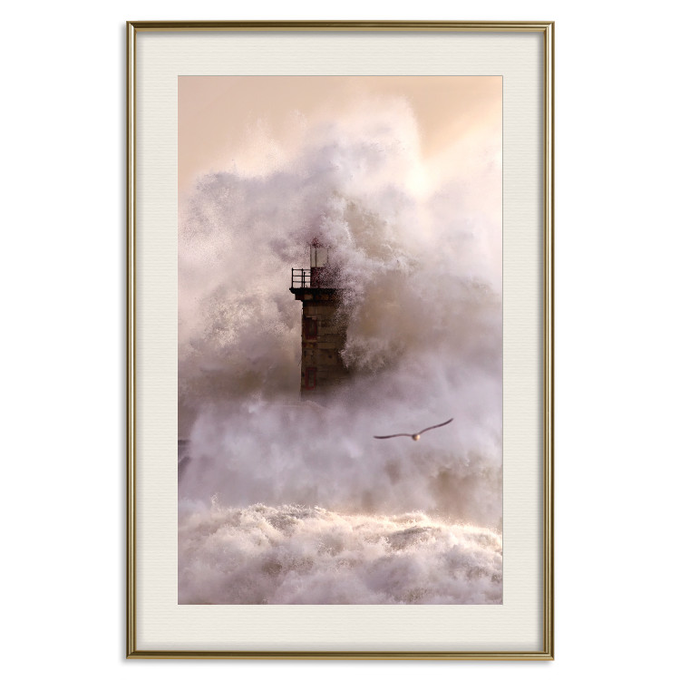 Wall Poster Storm and Bird - landscape of a lighthouse surrounded by turbulent water 115173 additionalImage 24