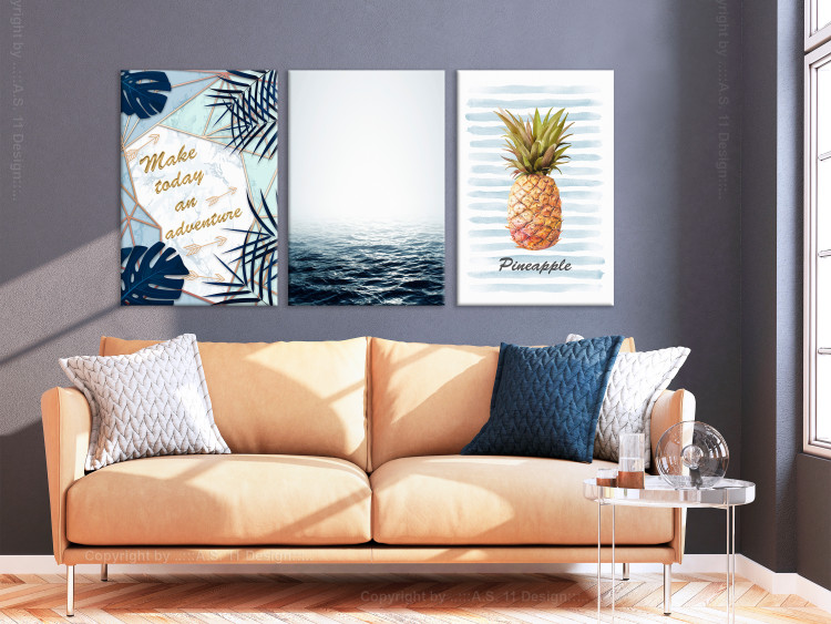 Canvas Mediterranean adventure - quote and pineapple inspired by sea nature 118473 additionalImage 3