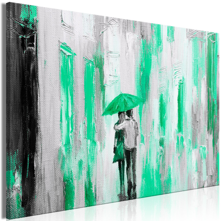 Canvas Lovers under an umbrella - graphic with a couple walking in the rain 123073 additionalImage 2