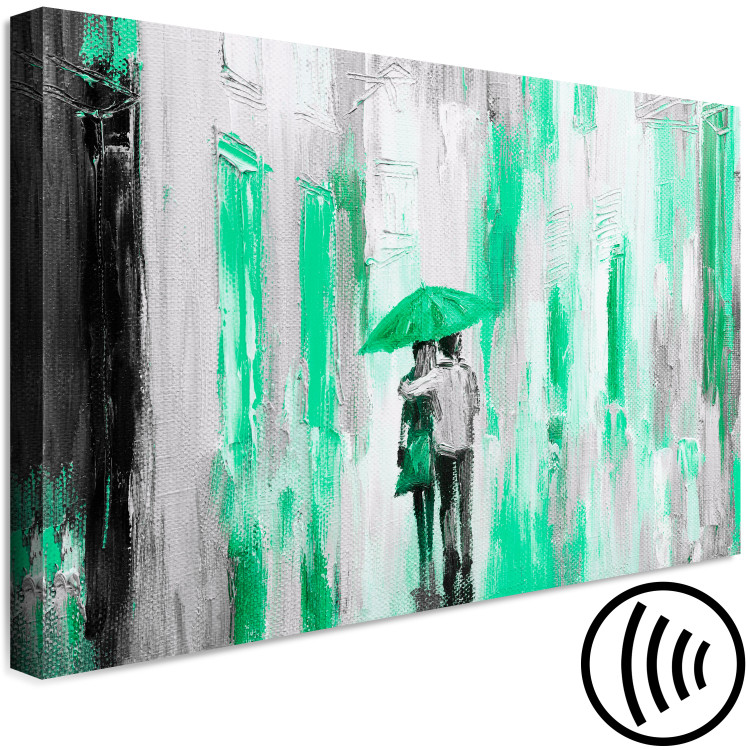 Canvas Lovers under an umbrella - graphic with a couple walking in the rain 123073 additionalImage 6