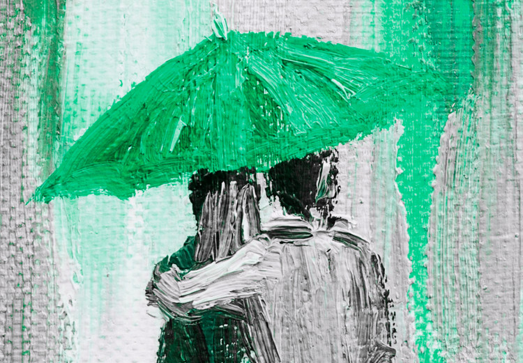 Canvas Lovers under an umbrella - graphic with a couple walking in the rain 123073 additionalImage 5