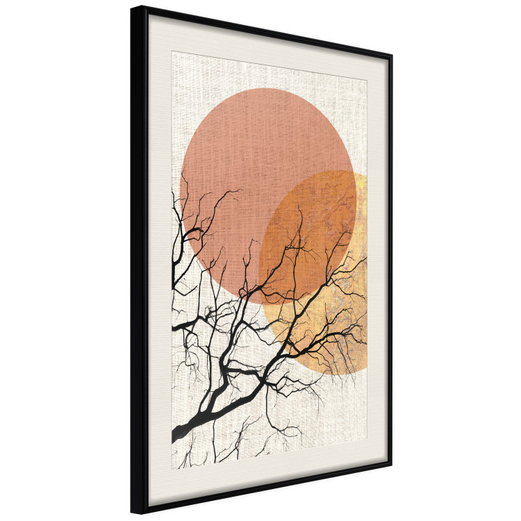 Wall Poster Double Moon - abstract tree and moon on fabric texture 123773 additionalImage 3