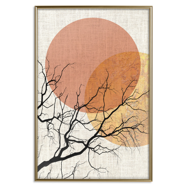 Wall Poster Double Moon - abstract tree and moon on fabric texture 123773 additionalImage 16