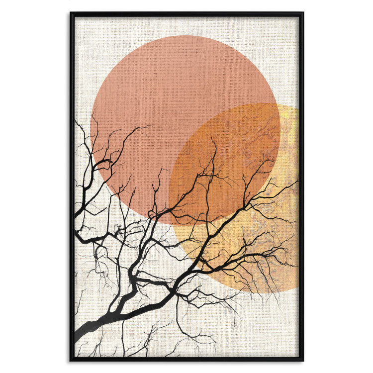 Wall Poster Double Moon - abstract tree and moon on fabric texture 123773 additionalImage 24