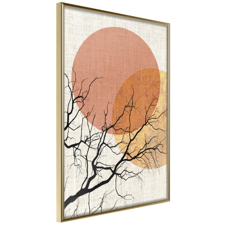 Wall Poster Double Moon - abstract tree and moon on fabric texture 123773 additionalImage 12