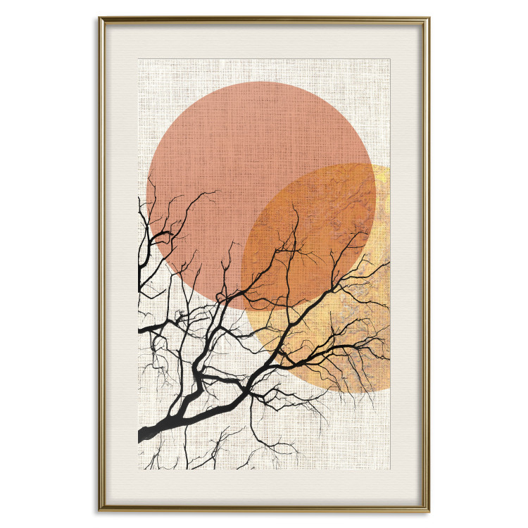 Wall Poster Double Moon - abstract tree and moon on fabric texture 123773 additionalImage 19
