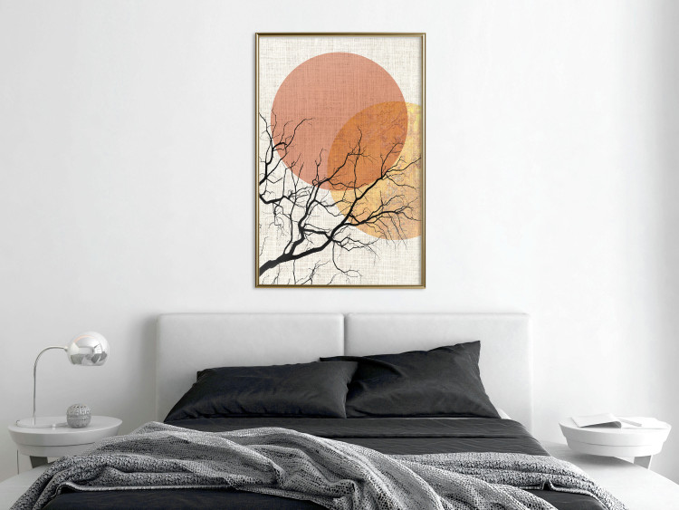 Wall Poster Double Moon - abstract tree and moon on fabric texture 123773 additionalImage 7