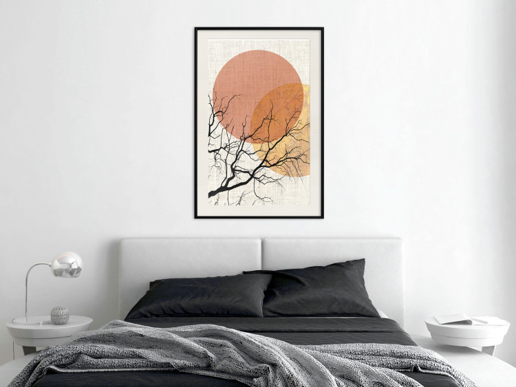 Wall Poster Double Moon - abstract tree and moon on fabric texture 123773 additionalImage 22