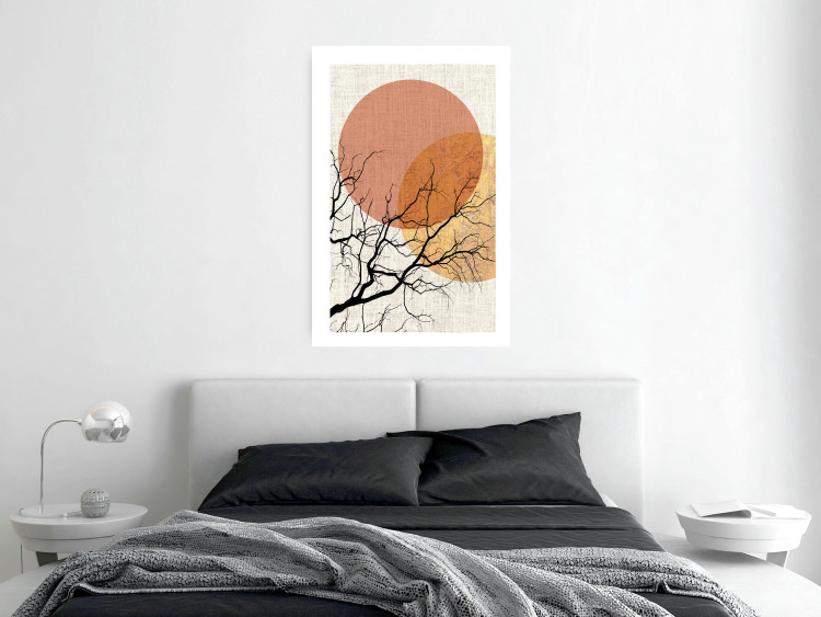 Wall Poster Double Moon - abstract tree and moon on fabric texture 123773 additionalImage 4