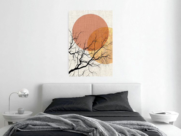 Wall Poster Double Moon - abstract tree and moon on fabric texture 123773 additionalImage 23