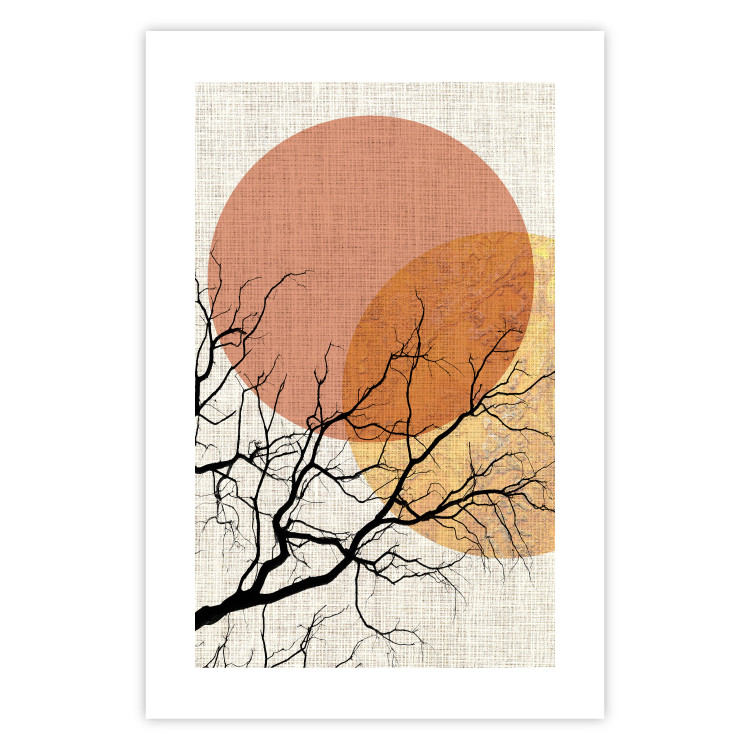Wall Poster Double Moon - abstract tree and moon on fabric texture 123773 additionalImage 25