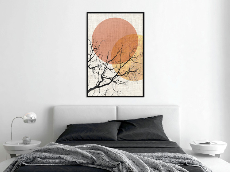 Wall Poster Double Moon - abstract tree and moon on fabric texture 123773 additionalImage 5