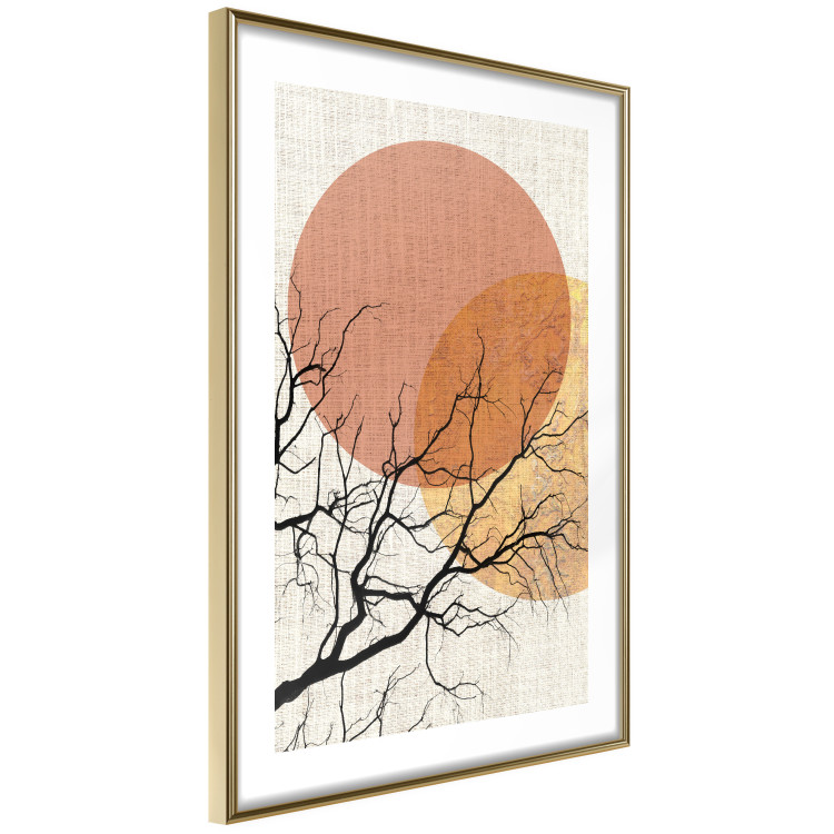 Wall Poster Double Moon - abstract tree and moon on fabric texture 123773 additionalImage 6