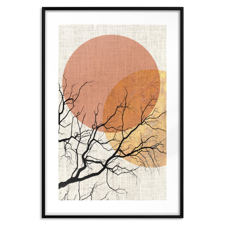 Wall Poster Double Moon - abstract tree and moon on fabric texture 123773 additionalImage 15