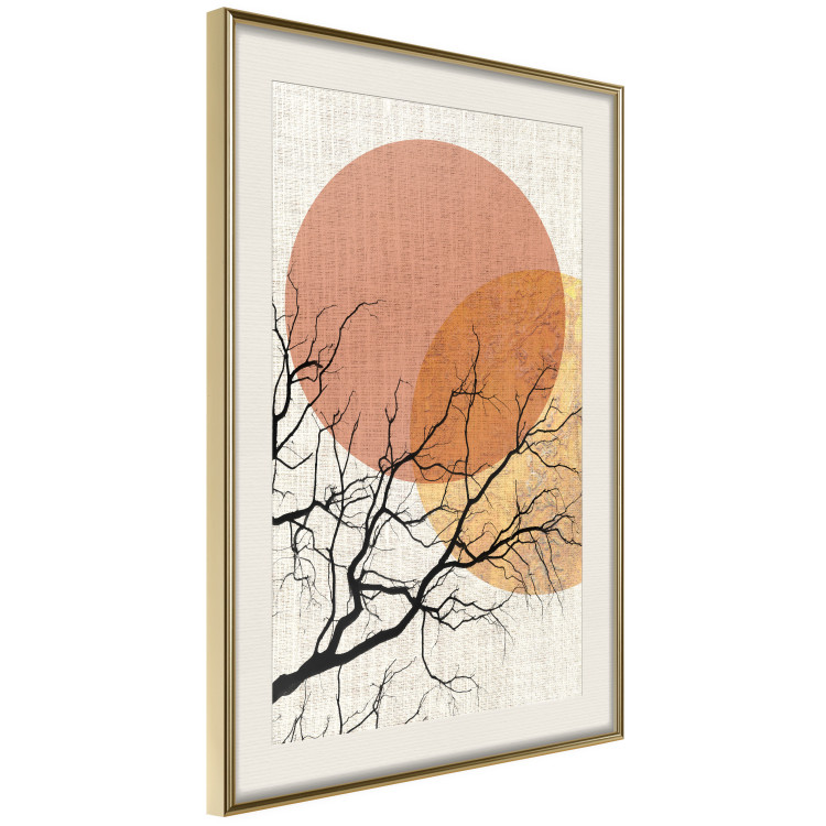 Wall Poster Double Moon - abstract tree and moon on fabric texture 123773 additionalImage 2
