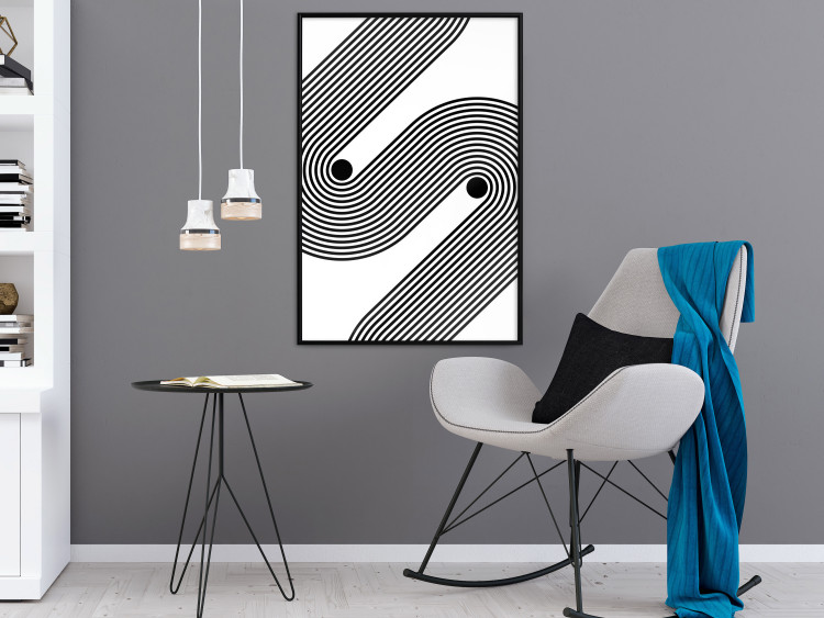 Poster Monochromatic Symphony - abstract black lines forming waves 125673 additionalImage 5