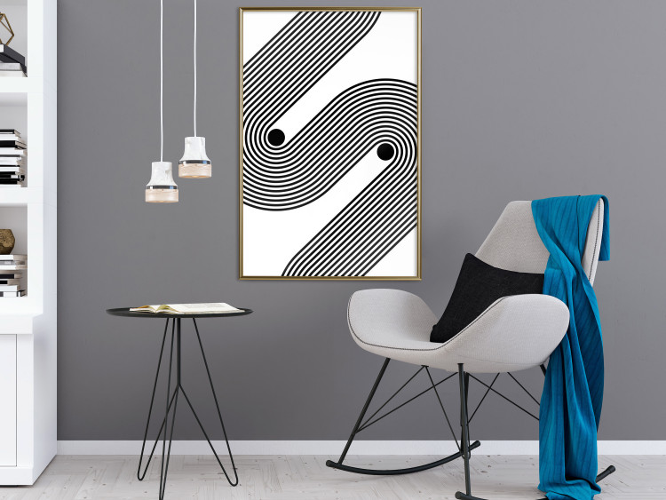 Poster Monochromatic Symphony - abstract black lines forming waves 125673 additionalImage 7