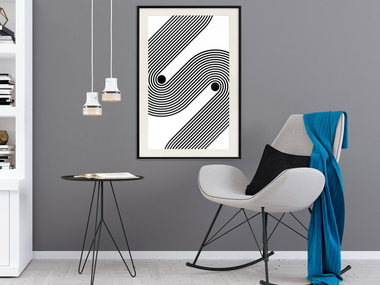 Poster Monochromatic Symphony - abstract black lines forming waves 125673 additionalImage 22