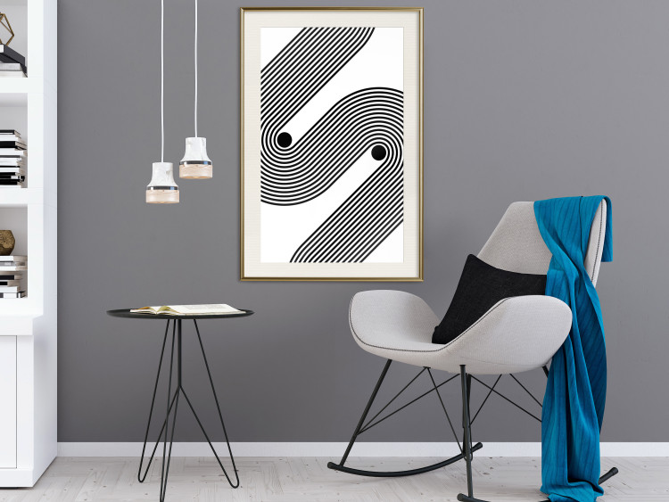 Poster Monochromatic Symphony - abstract black lines forming waves 125673 additionalImage 21