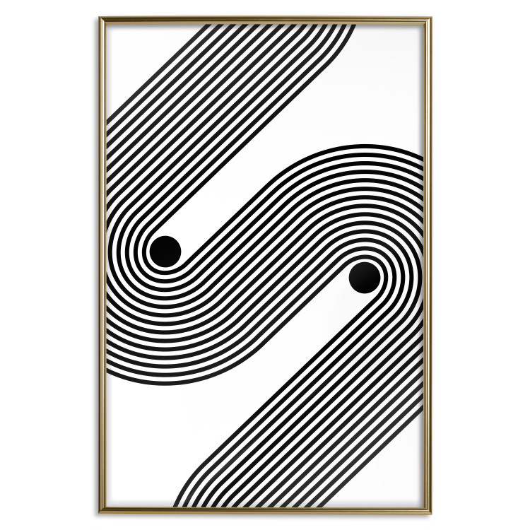 Poster Monochromatic Symphony - abstract black lines forming waves 125673 additionalImage 20