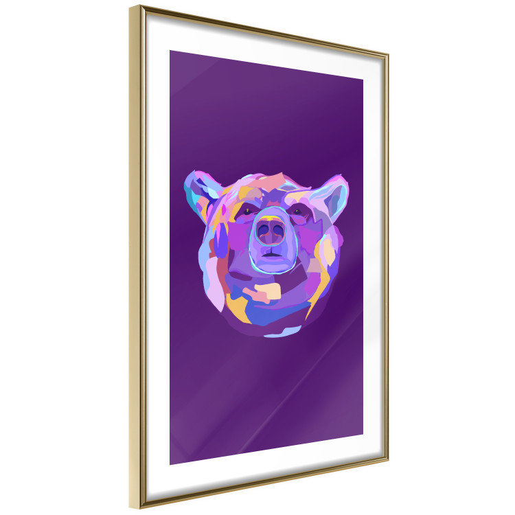 Poster Colorful Bear - abstract animal head on a purple background 126673 additionalImage 9