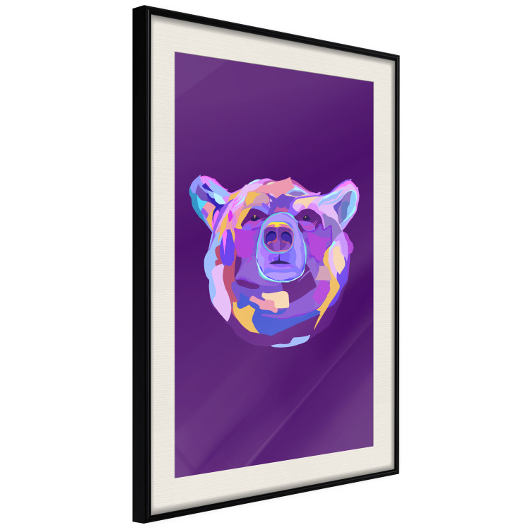 Poster Colorful Bear - abstract animal head on a purple background 126673 additionalImage 2