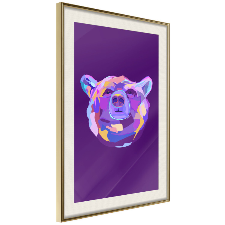 Poster Colorful Bear - abstract animal head on a purple background 126673 additionalImage 3