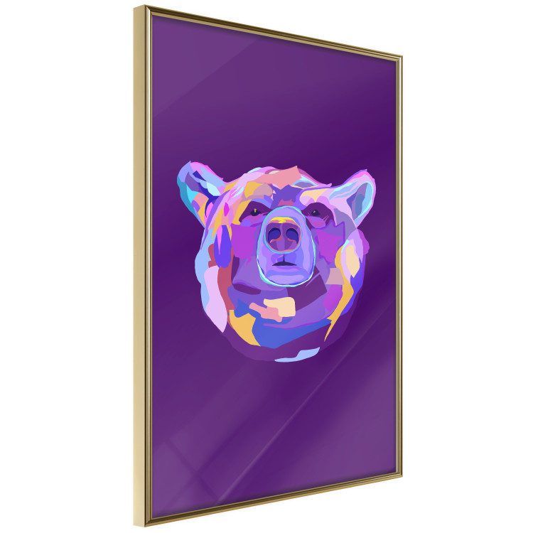 Poster Colorful Bear - abstract animal head on a purple background 126673 additionalImage 14