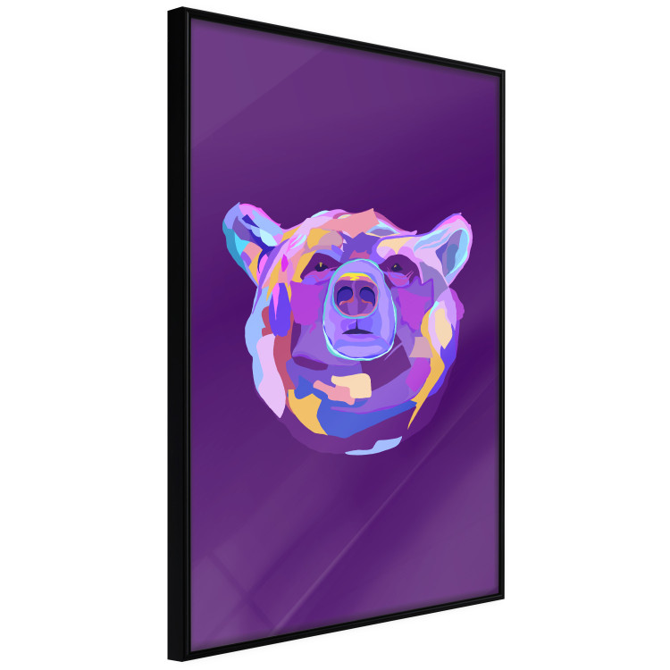 Poster Colorful Bear - abstract animal head on a purple background 126673 additionalImage 11