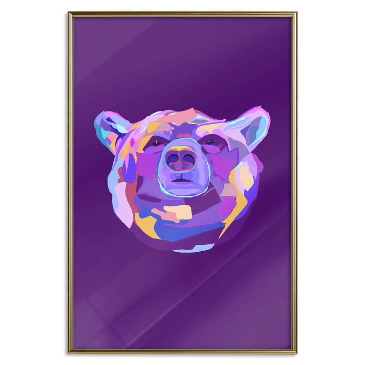 Poster Colorful Bear - abstract animal head on a purple background 126673 additionalImage 17