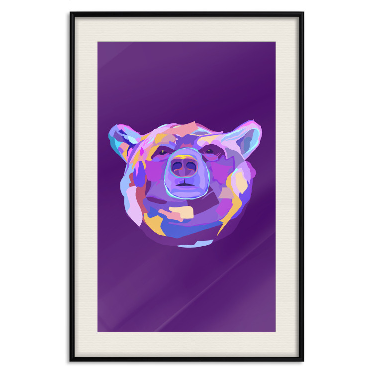 Poster Colorful Bear - abstract animal head on a purple background 126673 additionalImage 19