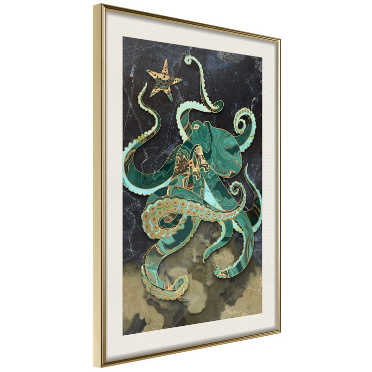 Wall Poster Marble Octopus - abstract green octopus on background of sea 128073 additionalImage 3
