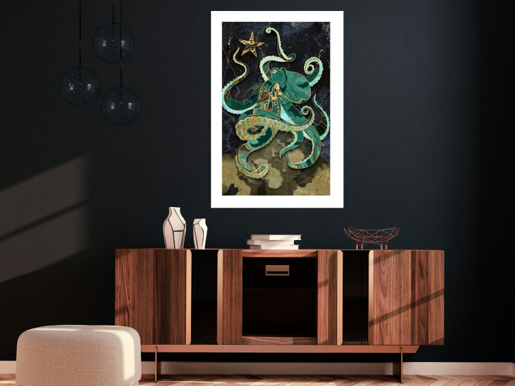 Wall Poster Marble Octopus - abstract green octopus on background of sea 128073 additionalImage 5