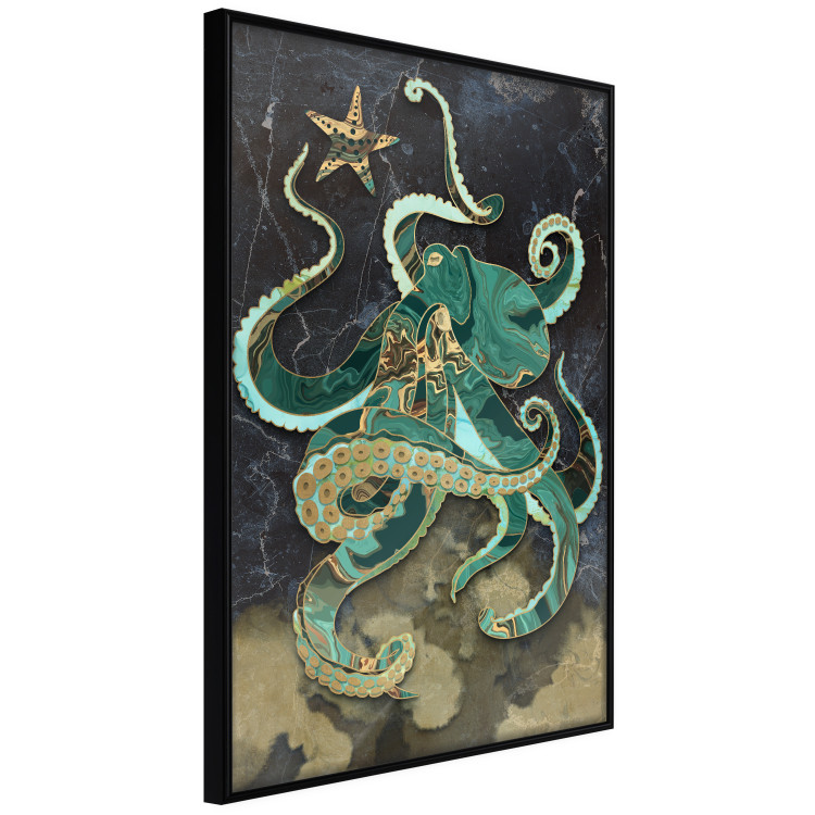 Wall Poster Marble Octopus - abstract green octopus on background of sea 128073 additionalImage 13