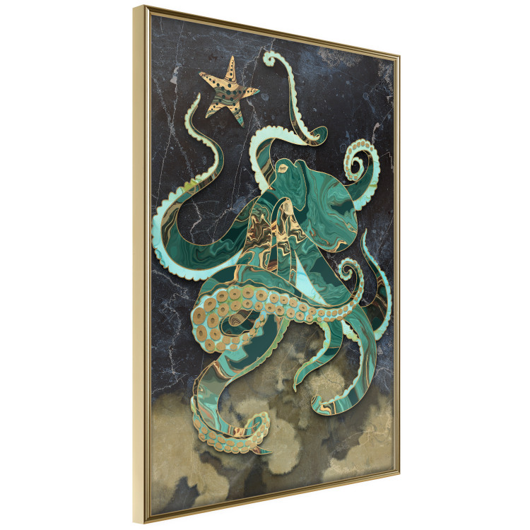 Wall Poster Marble Octopus - abstract green octopus on background of sea 128073 additionalImage 14