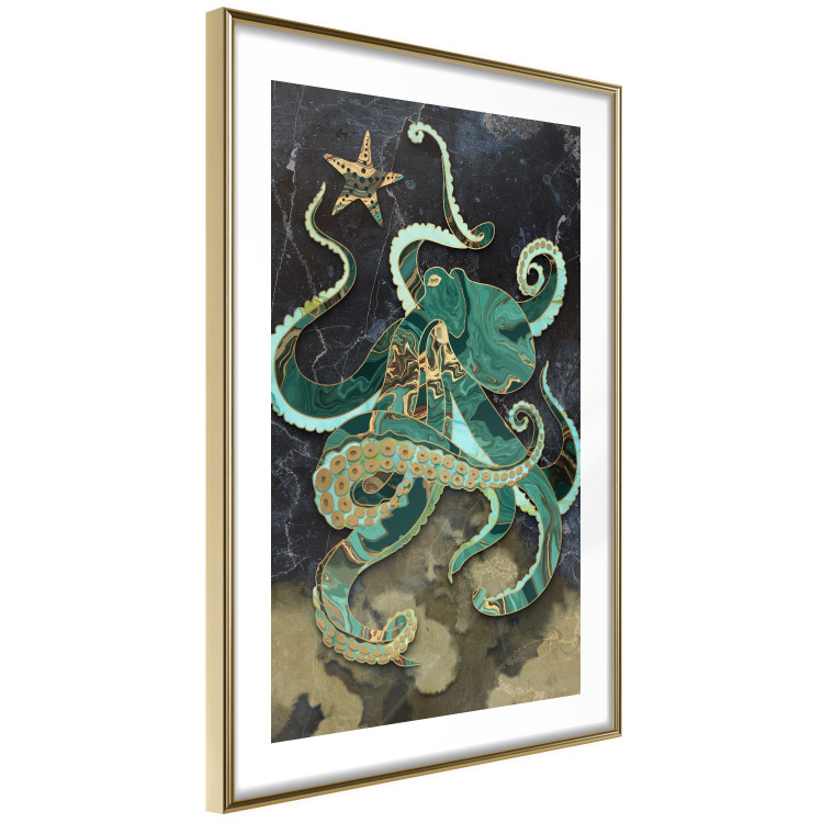 Wall Poster Marble Octopus - abstract green octopus on background of sea 128073 additionalImage 9