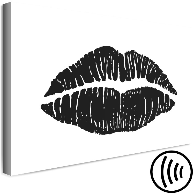 Canvas Print Lipstick Trace (1-part) wide - woman's black lips on a white background 129573 additionalImage 6