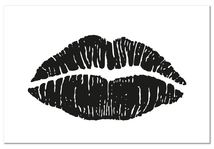 Canvas Print Lipstick Trace (1-part) wide - woman's black lips on a white background 129573