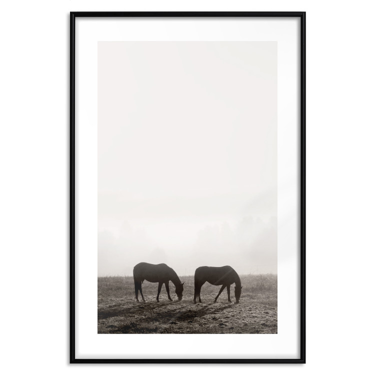 Poster Morning Respite - landscape of horses in a field against bright sky 130273 additionalImage 15
