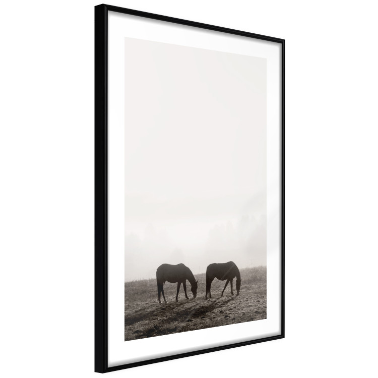Poster Morning Respite - landscape of horses in a field against bright sky 130273 additionalImage 6