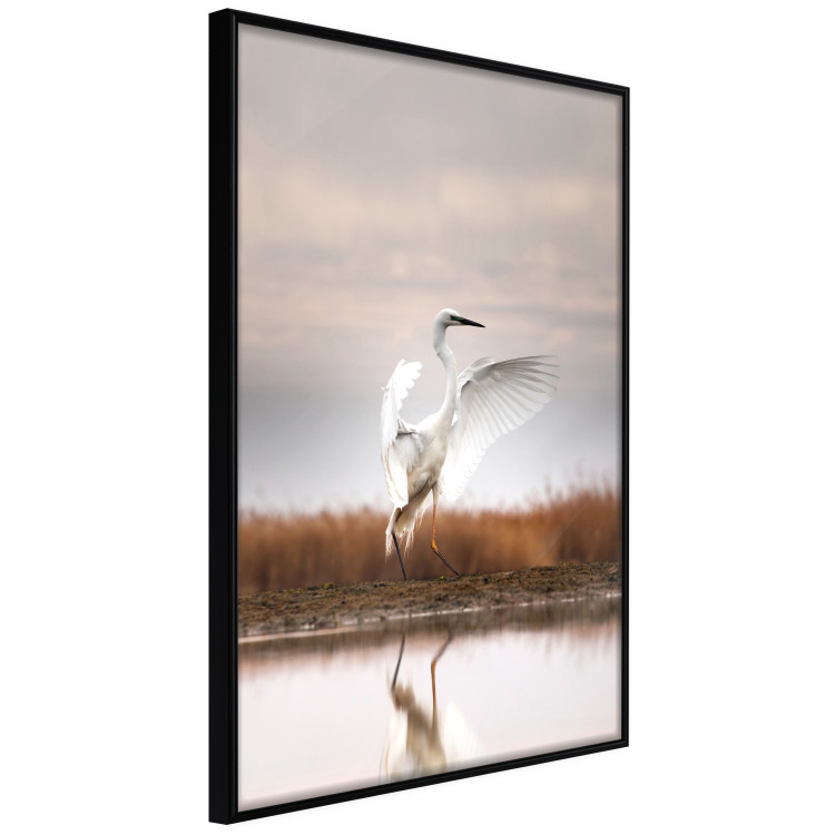 Wall Poster Autumn Over the Lake - landscape of a white bird against a golden field 130373 additionalImage 11