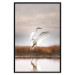 Wall Poster Autumn Over the Lake - landscape of a white bird against a golden field 130373 additionalThumb 17