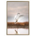 Wall Poster Autumn Over the Lake - landscape of a white bird against a golden field 130373 additionalThumb 16